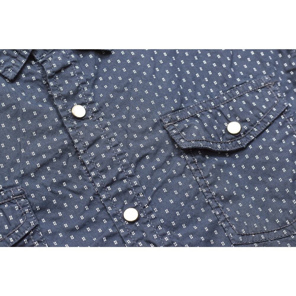 Burnside Mens Large Blue Geometric Print Short Sleeve Button Down Shirt Cotton L - Picture 7 of 8